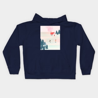 Winter house and deer Kids Hoodie